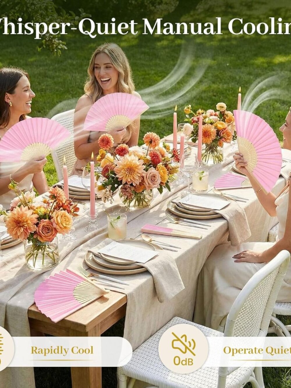 12 PCS Pink Foldable Hand Fan, 8.3 Inch Paper Fans for Women | Wedding Baby Show - Picture 7 of 7